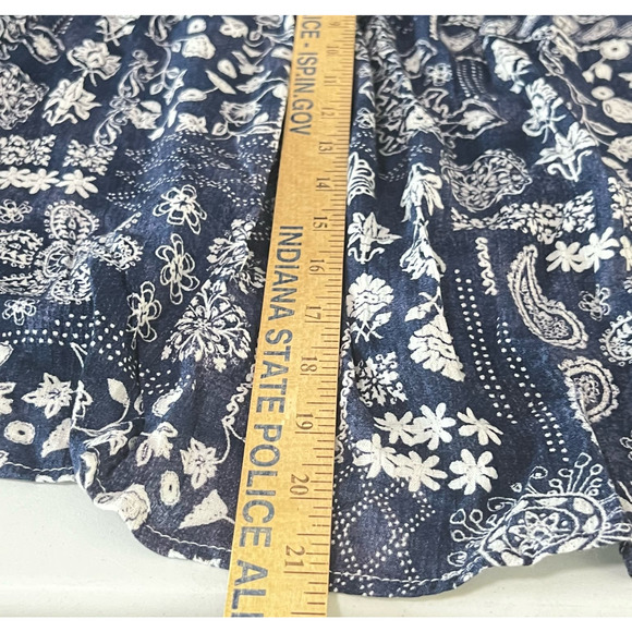 Ces Femme Floral Paisley BlueV-Neck Babydoll Blouse Women's Large Flowy - Picture 9 of 10